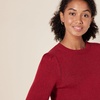 Amazon Essentials Women’s Relaxed-Fit Soft Touch Long Sleeve Pleated Shoulder Crewneck Sweater(Dark Red)
