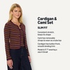 Amazon Essentials Women’s Slim-Fit Ribbed Cardigan & Cami Set with Removable Straps(Burgundy Brown Stripe)