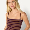 Amazon Essentials Women’s Slim-Fit Ribbed Cardigan & Cami Set with Removable Straps(Burgundy Brown Stripe)