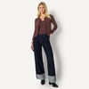 Amazon Essentials Women’s Slim-Fit Ribbed Cardigan & Cami Set with Removable Straps(Burgundy Brown Stripe)