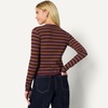 Amazon Essentials Women’s Slim-Fit Ribbed Cardigan & Cami Set with Removable Straps(Burgundy Brown Stripe)