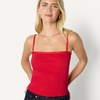 Amazon Essentials Women’s Slim-Fit Ribbed Cardigan & Cami Set with Removable Straps(Red)