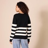 Amazon Essentials Women’s Soft Touch Ribbed V Neck Blouson Cardigan Sweater(Black Ivory Stripe)