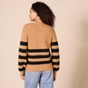 Amazon Essentials Women’s Soft Touch Ribbed V Neck Blouson Cardigan Sweater(Camel Heather Black Stripe)