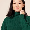 Amazon Essentials Women’s Winter Long-Sleeve Sweater, Soft Touch Funnel Neck Cable Knit(Dark Green)