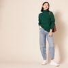 Amazon Essentials Women’s Winter Long-Sleeve Sweater, Soft Touch Funnel Neck Cable Knit(Dark Green)
