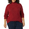 Amazon Essentials Women’s Winter Long-Sleeve Sweater, Soft Touch Funnel Neck Cable Knit(Dark Red)