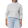 Amazon Essentials Women’s Winter Long-Sleeve Sweater, Soft Touch Funnel Neck Cable Knit(Grey Heather)