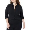 Amazon Essentials womens Wide Rib Long Sleeve Button-up Collared Cardigan (Pants Sold Separately)(Black)