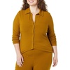 Amazon Essentials womens Wide Rib Long Sleeve Button-up Collared Cardigan (Pants Sold Separately)(Brown)
