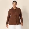 Amazon Essentials womens Wide Rib Long Sleeve Button-up Collared Cardigan (Pants Sold Separately)(Chocolate)
