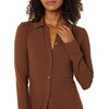 Amazon Essentials womens Wide Rib Long Sleeve Button-up Collared Cardigan (Pants Sold Separately)(Chocolate)