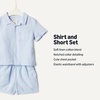 Amazon Essentials x Sofia Grainge Toddlers and Baby Boys’ Cotton Linen Short Sleeve Shirt & Shorts Play Set(Light Blue)