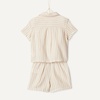 Amazon Essentials x Sofia Grainge Toddlers and Baby Boys’ Cotton Linen Short Sleeve Shirt & Shorts Play Set(Taupe Even Stripe)