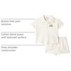 Amazon Essentials x Sofia Grainge Toddlers and Baby Boys’ Cotton Pique Short Sleeve Shirt & Shorts Play Set(Ivory Navy Petit Soleil)