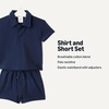 Amazon Essentials x Sofia Grainge Toddlers and Baby Boys’ Cotton Pique Short Sleeve Shirt & Shorts Play Set(Navy)