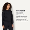 Amazon Essentials x Sofia Grainge Women’s Relaxed Fit Boxy Drop Shoulder Crewneck Sweatshirt(Black)