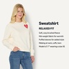 Amazon Essentials x Sofia Grainge Women’s Relaxed Fit Boxy Drop Shoulder Crewneck Sweatshirt(Ivory Ivory Red Valentine)