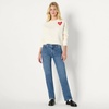 Amazon Essentials x Sofia Grainge Women’s Relaxed Fit Boxy Drop Shoulder Crewneck Sweatshirt(Ivory Ivory Red Valentine)