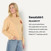Amazon Essentials x Sofia Grainge Women’s Relaxed Fit Boxy Drop Shoulder Crewneck Sweatshirt(Light Camel Light Camel Bear Heart)