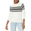 Amazon Essentials Crewneck Sweater for Women, Soft-Touch(Black White Simplified Fairisle)