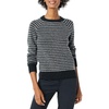 Amazon Essentials Crewneck Sweater for Women, Soft-Touch(Charcoal/White/Black Textured Stripe)