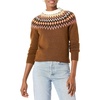 Amazon Essentials Crewneck Sweater for Women, Soft-Touch(Dark Chestnut Brown Heather/Coral Pink/Beige Fairisle)