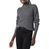 Amazon Essentials Women’s 100% Cotton Crewneck Cable Sweater(Charcoal Heather)