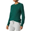 Amazon Essentials Women’s 100% Cotton Crewneck Cable Sweater(Dark Green)