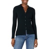 Amazon Essentials Women’s Fine Gauge Stretch Polo Ribbed Cardigan (Previously Daily Ritual)(Black)