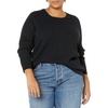 Amazon Essentials Women’s Lightweight Cable Knit Long Sleeve Sweater(Black)