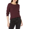 Amazon Essentials Women’s Lightweight Cable Knit Long Sleeve Sweater(Burgundy)
