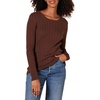 Amazon Essentials Women’s Lightweight Cable Knit Long Sleeve Sweater(Dark Chestnut Brown Heather)