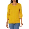 Amazon Essentials Women’s Lightweight Cable Knit Long Sleeve Sweater(Gold)