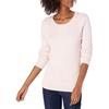 Amazon Essentials Women’s Lightweight Cable Knit Long Sleeve Sweater(Light Pink)