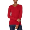 Amazon Essentials Women’s Lightweight Cable Knit Long Sleeve Sweater(Red)