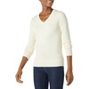 Amazon Essentials Women’s Lightweight Long-Sleeve V-Neck Cotton Sweater(Ecru)