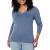 Amazon Essentials Women’s Lightweight Long-Sleeve V-Neck Sweater(Blue Heather)