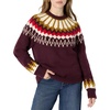 Amazon Essentials Women’s Oversized-Fit Fair Isle Crewneck Sweater, Heavyweight Cotton-Blend, Raglan Sleeves, Ribbed Trim(Dark Burgundy Cream Chevron Knit)