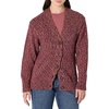 Amazon Essentials Women’s Oversized-Fit Multi-Color Heavyweight Cotton Blend Button-Up Cardigan with Deep V-Neckline(Burgundy Marl)