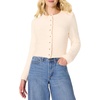Amazon Essentials Women’s Regular-Fit Faux Mohair Wool Blend Sweater Cardigan with Gold Buttons, High Round Neckline(Cream)