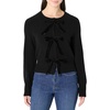 Amazon Essentials Women’s Regular-Fit Long-Sleeve Tie Front Cardigan with Bows, Blouson Sleeve, Rib Cuff(Black)