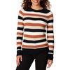Amazon Essentials Women’s Regular-Fit Soft Touch Crewneck Long-Sleeve Sweater(Black Brown Rugby Stripe)