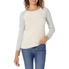 Amazon Essentials Women’s Regular-Fit Soft Touch Crewneck Long-Sleeve Sweater(Grey Oatmeal Heather Color Block)