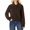 Amazon Essentials Women’s Relaxed-Fit Button Collar Sweater, Ribbed, Soft Cotton Blend, Dropped Shoulders(Charcoal Heather)