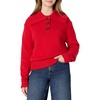 Amazon Essentials Women’s Relaxed-Fit Button Collar Sweater, Ribbed, Soft Cotton Blend, Dropped Shoulders(Red)
