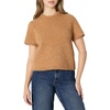 Amazon Essentials Women’s Relaxed-Fit Faux Mohair Short Sleeve Sweater Top(Camel Heather)