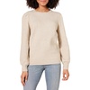 Amazon Essentials Women’s Relaxed-Fit Soft Touch Long Sleeve Pleated Shoulder Crewneck Sweater(Beige)