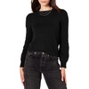 Amazon Essentials Women’s Relaxed-Fit Soft Touch Long Sleeve Pleated Shoulder Crewneck Sweater(Black)