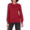 Amazon Essentials Women’s Relaxed-Fit Soft Touch Long Sleeve Pleated Shoulder Crewneck Sweater(Dark Red)